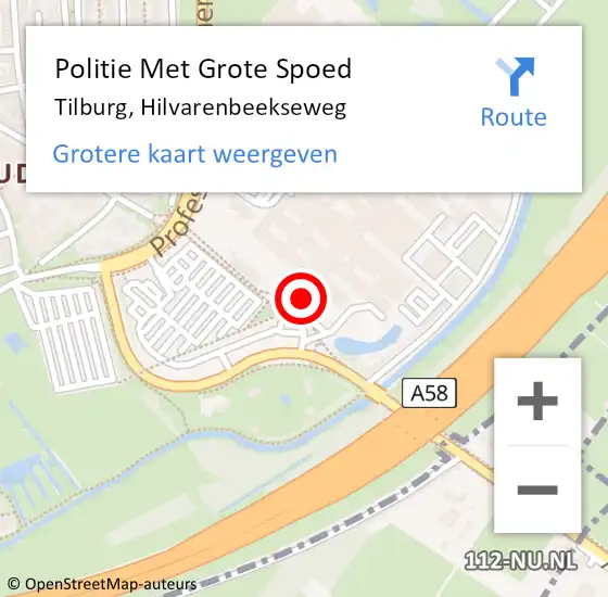 Locatie op kaart van de 112 melding: Politie Met Grote Spoed Naar Tilburg, Hilvarenbeekseweg op 20 juni 2024 23:42