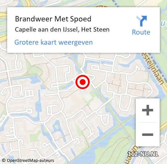 Locatie op kaart van de 112 melding: Brandweer Met Spoed Naar Capelle aan den IJssel, Het Steen op 21 juni 2024 00:01