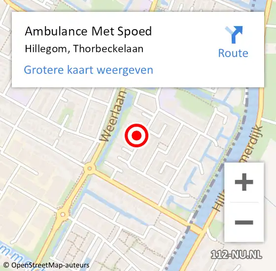 Locatie op kaart van de 112 melding: Ambulance Met Spoed Naar Hillegom, Thorbeckelaan op 21 juni 2024 00:04