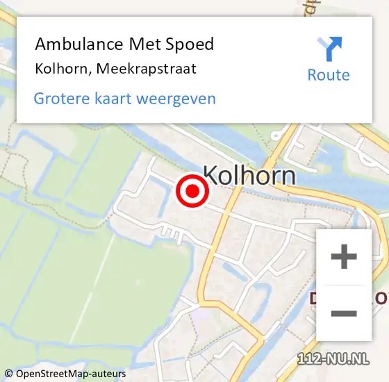 Locatie op kaart van de 112 melding: Ambulance Met Spoed Naar Kolhorn, Meekrapstraat op 21 juni 2024 00:09