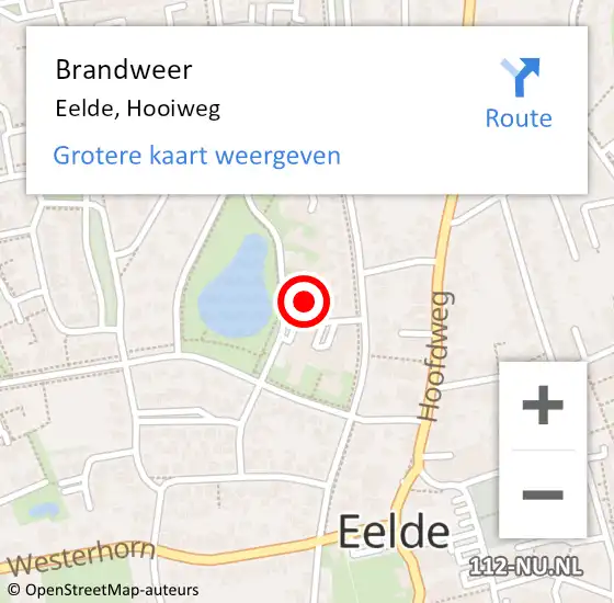 Locatie op kaart van de 112 melding: Brandweer Eelde, Hooiweg op 21 juni 2024 00:16