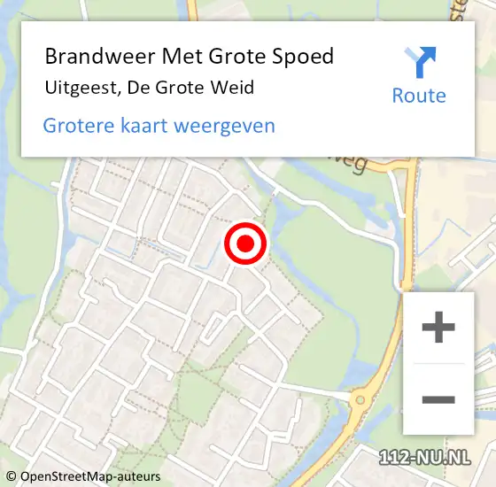 Locatie op kaart van de 112 melding: Brandweer Met Grote Spoed Naar Uitgeest, De Grote Weid op 21 juni 2024 00:18