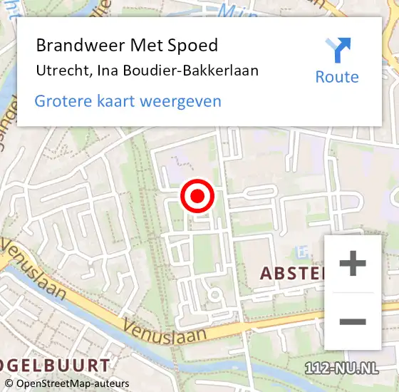 Locatie op kaart van de 112 melding: Brandweer Met Spoed Naar Utrecht, Ina Boudier-Bakkerlaan op 21 juni 2024 00:23