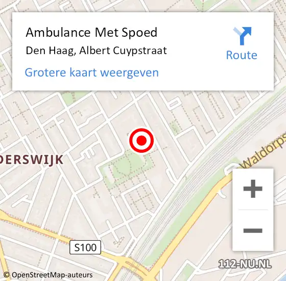 Locatie op kaart van de 112 melding: Ambulance Met Spoed Naar Den Haag, Albert Cuypstraat op 21 juni 2024 00:54