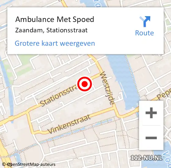 Locatie op kaart van de 112 melding: Ambulance Met Spoed Naar Zaandam, Stationsstraat op 21 juni 2024 01:10