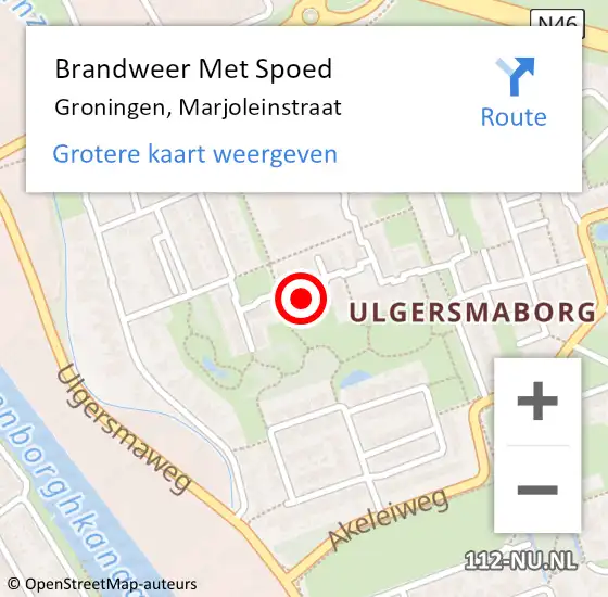 Locatie op kaart van de 112 melding: Brandweer Met Spoed Naar Groningen, Marjoleinstraat op 21 juni 2024 02:46