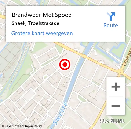 Locatie op kaart van de 112 melding: Brandweer Met Spoed Naar Sneek, Troelstrakade op 21 juni 2024 03:04