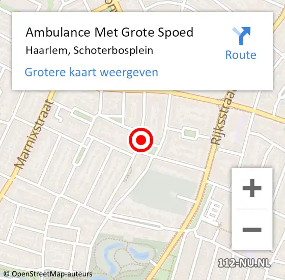 Locatie op kaart van de 112 melding: Ambulance Met Grote Spoed Naar Haarlem, Schoterbosplein op 21 juni 2024 03:27