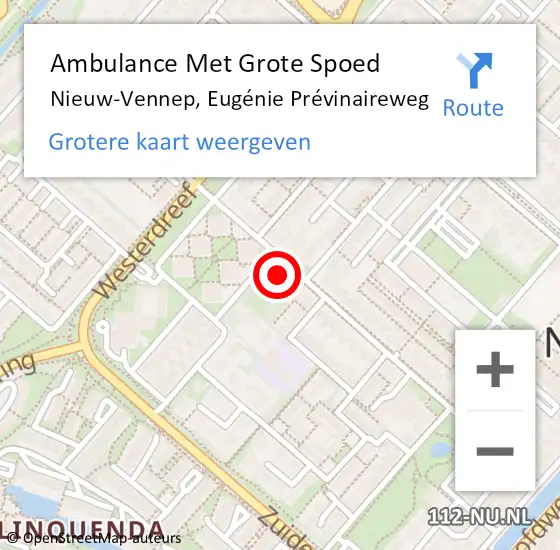 Locatie op kaart van de 112 melding: Ambulance Met Grote Spoed Naar Nieuw-Vennep, Eugénie Prévinaireweg op 21 juni 2024 03:35