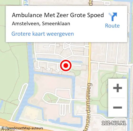 Locatie op kaart van de 112 melding: Ambulance Met Zeer Grote Spoed Naar Amstelveen, Smeenklaan op 21 juni 2024 04:05