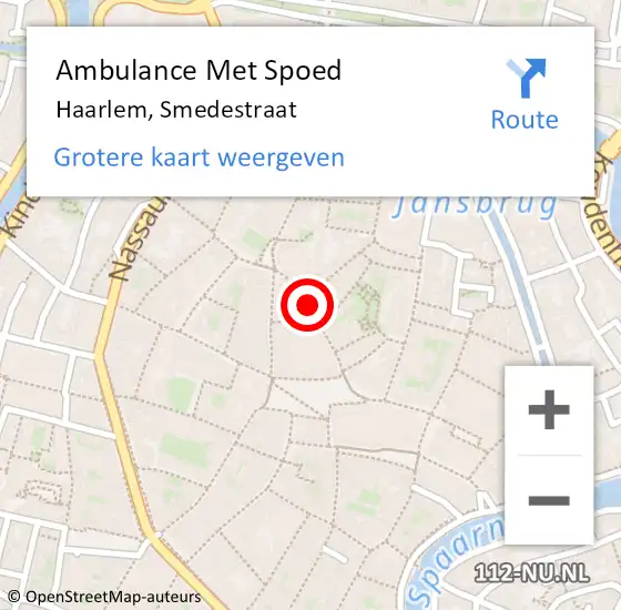 Locatie op kaart van de 112 melding: Ambulance Met Spoed Naar Haarlem, Smedestraat op 21 juni 2024 04:25