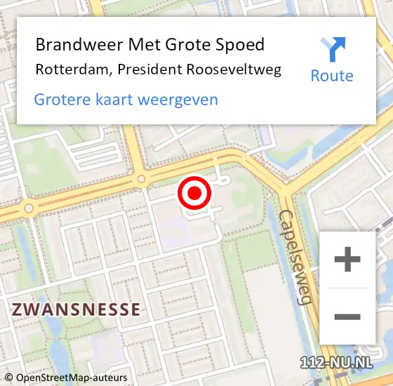 Locatie op kaart van de 112 melding: Brandweer Met Grote Spoed Naar Rotterdam, President Rooseveltweg op 21 juni 2024 04:28