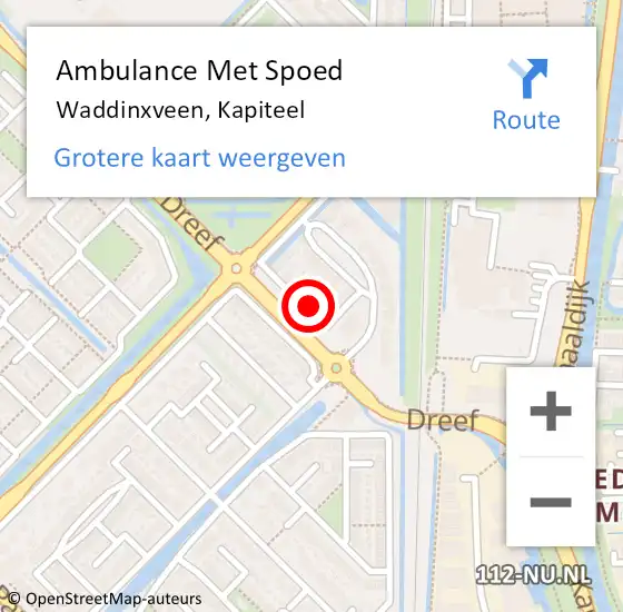 Locatie op kaart van de 112 melding: Ambulance Met Spoed Naar Waddinxveen, Kapiteel op 21 juni 2024 04:30