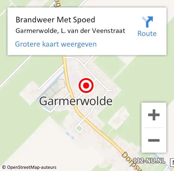 Locatie op kaart van de 112 melding: Brandweer Met Spoed Naar Garmerwolde, L. van der Veenstraat op 21 juni 2024 05:29