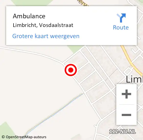 Locatie op kaart van de 112 melding: Ambulance Limbricht, Vosdaalstraat op 10 oktober 2014 09:19
