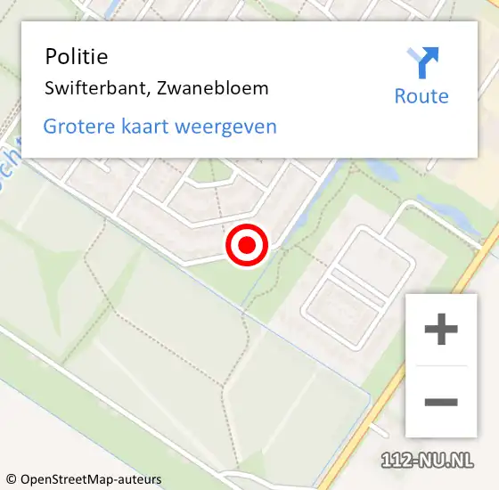Locatie op kaart van de 112 melding: Politie Swifterbant, Zwanebloem op 21 juni 2024 07:42