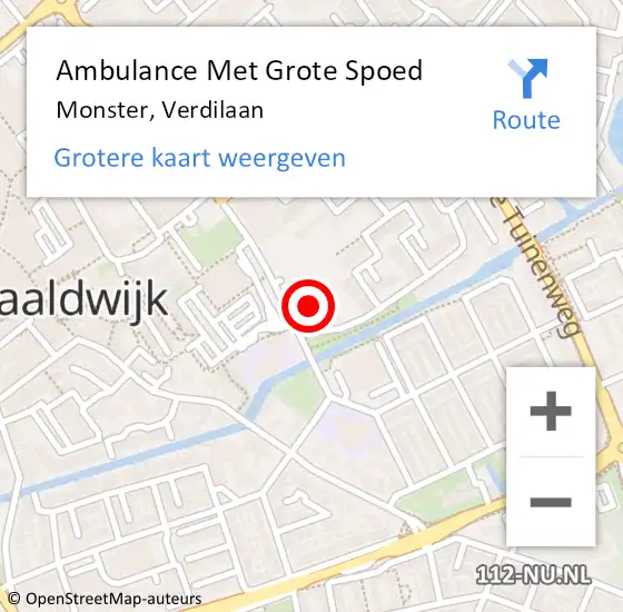 Locatie op kaart van de 112 melding: Ambulance Met Grote Spoed Naar Monster, Verdilaan op 21 juni 2024 07:51