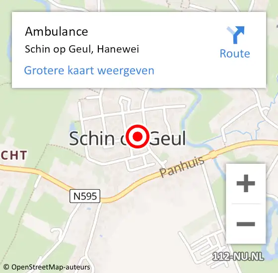 Locatie op kaart van de 112 melding: Ambulance Schin op Geul, Hanewei op 10 oktober 2014 09:21