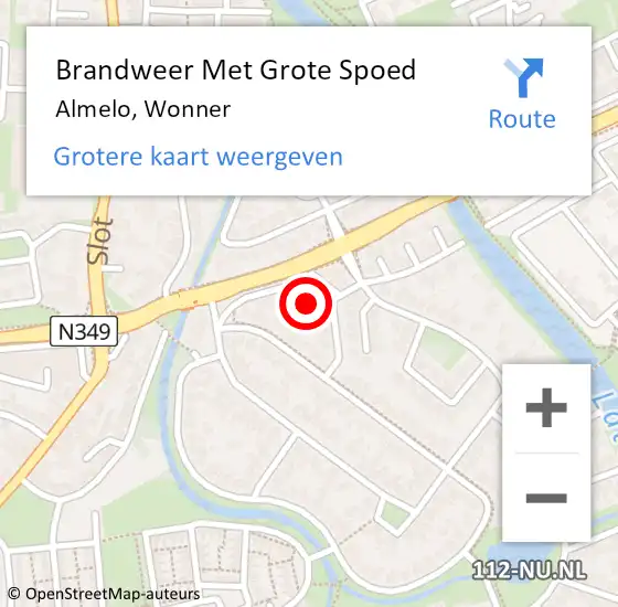 Locatie op kaart van de 112 melding: Brandweer Met Grote Spoed Naar Almelo, Wonner op 21 juni 2024 08:14