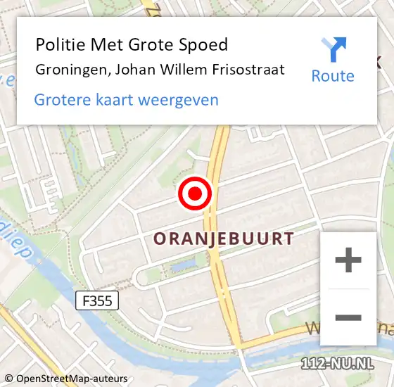 Locatie op kaart van de 112 melding: Politie Met Grote Spoed Naar Groningen, Johan Willem Frisostraat op 21 juni 2024 08:15