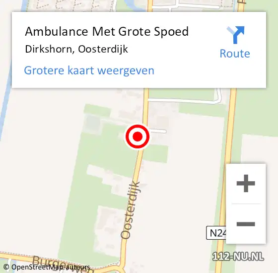 Locatie op kaart van de 112 melding: Ambulance Met Grote Spoed Naar Dirkshorn, Oosterdijk op 21 juni 2024 08:21