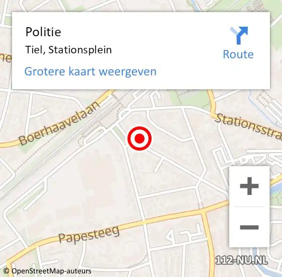 Locatie op kaart van de 112 melding: Politie Tiel, Stationsplein op 21 juni 2024 08:21