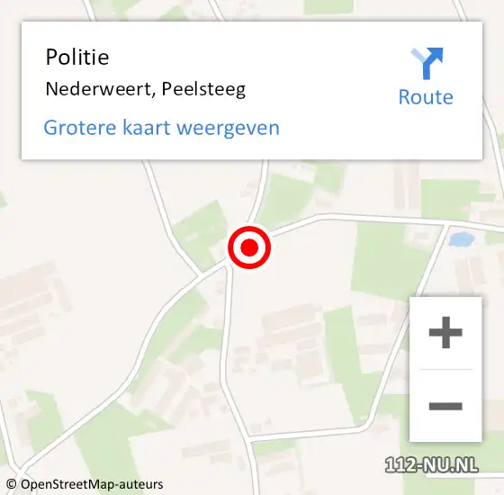 Locatie op kaart van de 112 melding: Politie Nederweert, Peelsteeg op 21 juni 2024 08:21