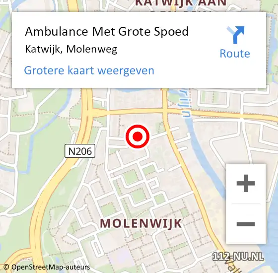 Locatie op kaart van de 112 melding: Ambulance Met Grote Spoed Naar Katwijk, Molenweg op 21 juni 2024 08:24