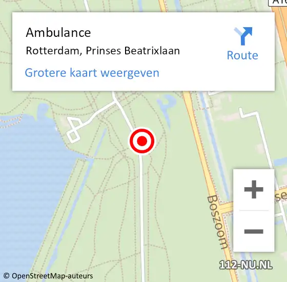Locatie op kaart van de 112 melding: Ambulance Rotterdam, Prinses Beatrixlaan op 21 juni 2024 08:29