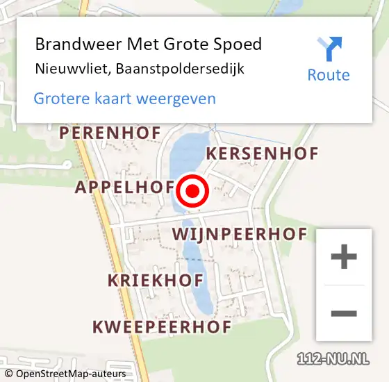 Locatie op kaart van de 112 melding: Brandweer Met Grote Spoed Naar Nieuwvliet, Baanstpoldersedijk op 21 juni 2024 08:34