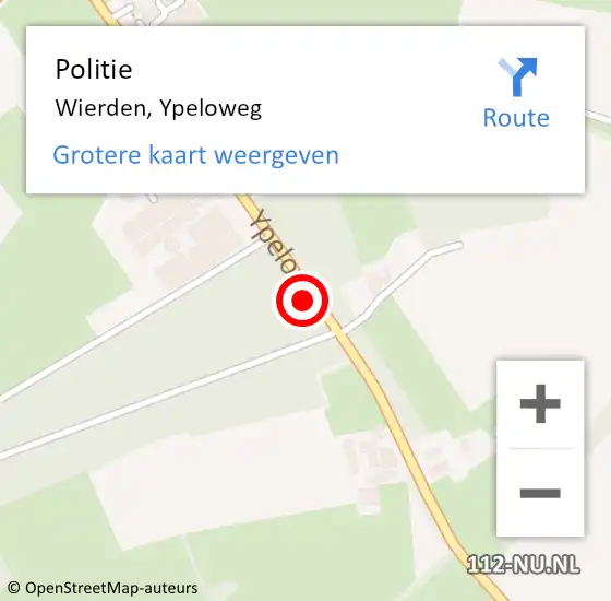 Locatie op kaart van de 112 melding: Politie Wierden, Ypeloweg op 21 juni 2024 08:36