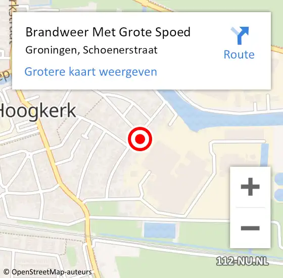 Locatie op kaart van de 112 melding: Brandweer Met Grote Spoed Naar Groningen, Schoenerstraat op 21 juni 2024 09:09