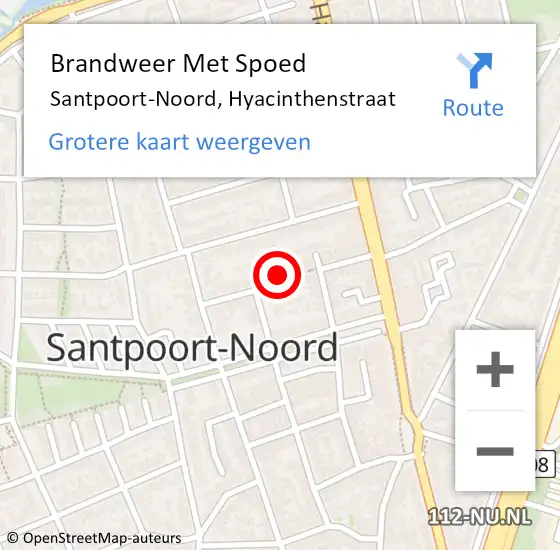 Locatie op kaart van de 112 melding: Brandweer Met Spoed Naar Santpoort-Noord, Hyacinthenstraat op 21 juni 2024 09:12