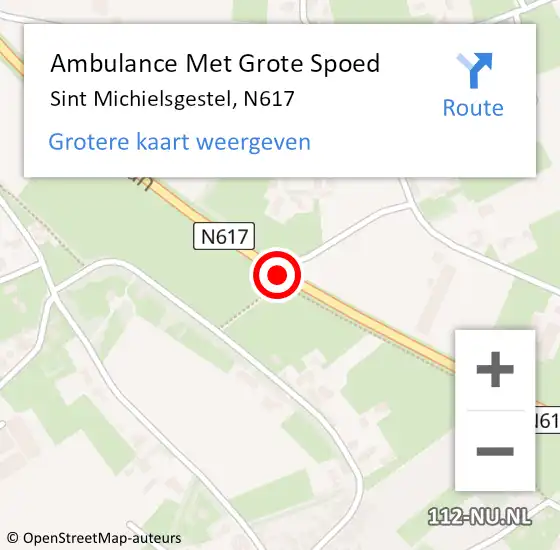 Locatie op kaart van de 112 melding: Ambulance Met Grote Spoed Naar Sint Michielsgestel, N617 op 10 oktober 2014 09:28