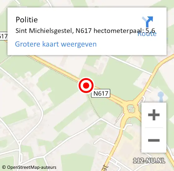Locatie op kaart van de 112 melding: Politie Sint Michielsgestel, N617 hectometerpaal: 5,6 op 10 oktober 2014 09:29