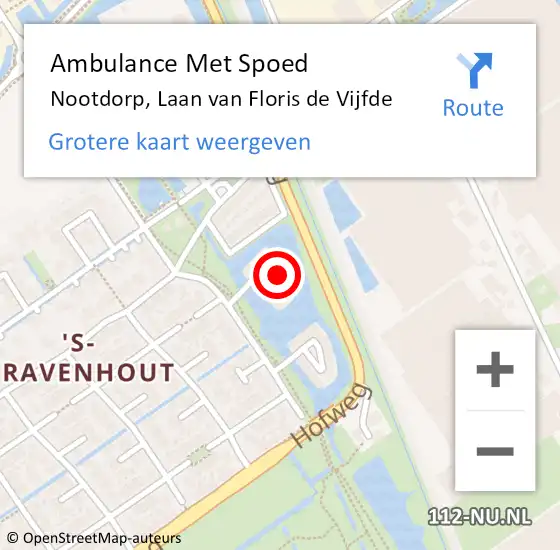 Locatie op kaart van de 112 melding: Ambulance Met Spoed Naar Nootdorp, Laan van Floris de Vijfde op 21 juni 2024 09:32