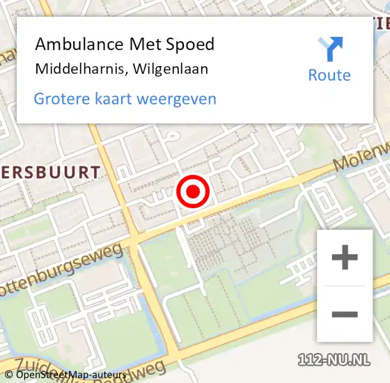 Locatie op kaart van de 112 melding: Ambulance Met Spoed Naar Middelharnis, Wilgenlaan op 21 juni 2024 09:41