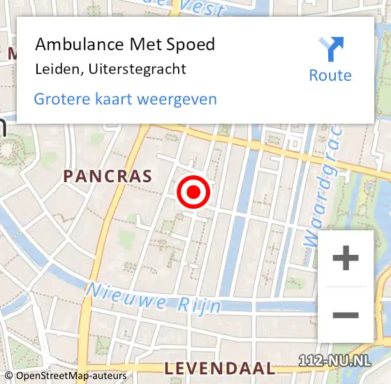 Locatie op kaart van de 112 melding: Ambulance Met Spoed Naar Leiden, Uiterstegracht op 21 juni 2024 09:44