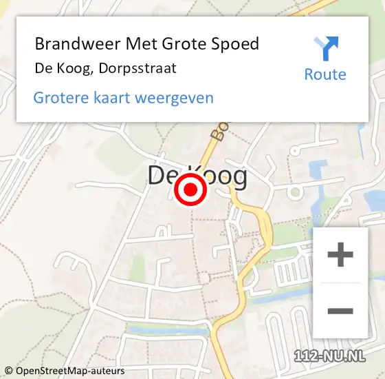 Locatie op kaart van de 112 melding: Brandweer Met Grote Spoed Naar De Koog, Dorpsstraat op 10 oktober 2014 09:31