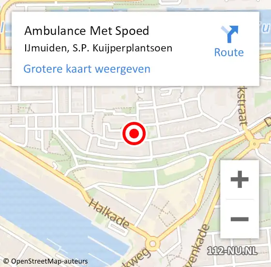 Locatie op kaart van de 112 melding: Ambulance Met Spoed Naar IJmuiden, S.P. Kuijperplantsoen op 21 juni 2024 09:51