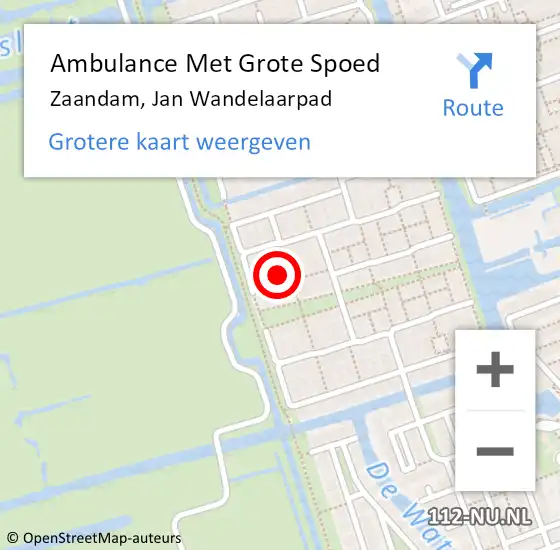 Locatie op kaart van de 112 melding: Ambulance Met Grote Spoed Naar Zaandam, Jan Wandelaarpad op 21 juni 2024 09:55