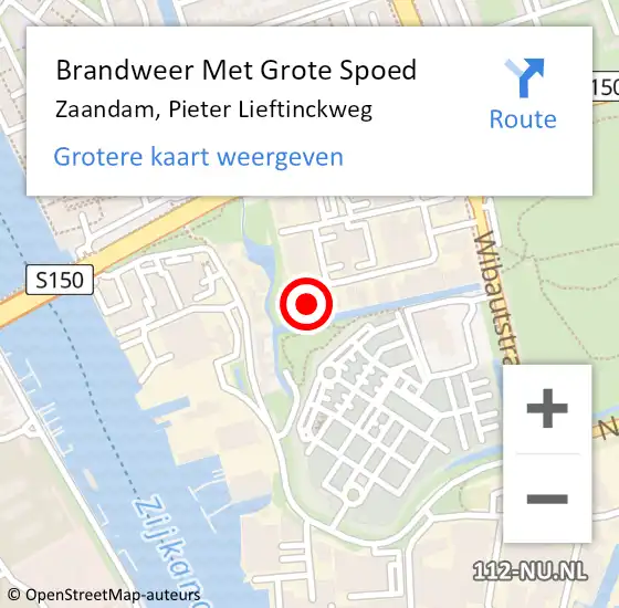 Locatie op kaart van de 112 melding: Brandweer Met Grote Spoed Naar Zaandam, Pieter Lieftinckweg op 21 juni 2024 10:00