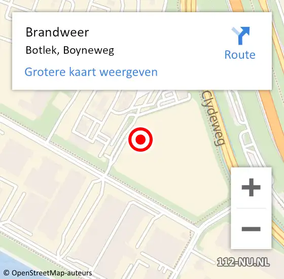 Locatie op kaart van de 112 melding: Brandweer Botlek, Boyneweg op 21 juni 2024 10:09