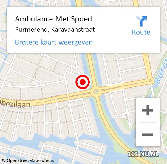 Locatie op kaart van de 112 melding: Ambulance Met Spoed Naar Purmerend, Karavaanstraat op 21 juni 2024 10:14