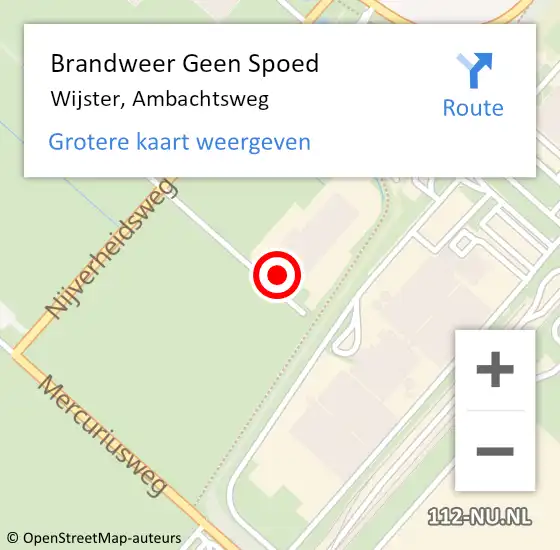 Locatie op kaart van de 112 melding: Brandweer Geen Spoed Naar Wijster, Ambachtsweg op 21 juni 2024 10:19