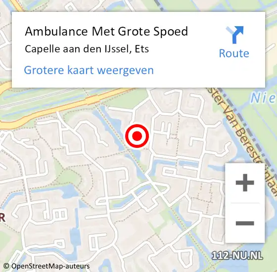 Locatie op kaart van de 112 melding: Ambulance Met Grote Spoed Naar Capelle aan den IJssel, Ets op 21 juni 2024 10:32