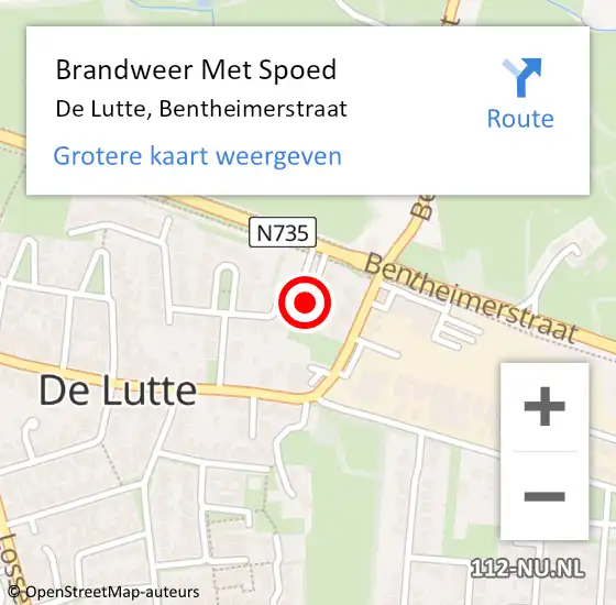 Locatie op kaart van de 112 melding: Brandweer Met Spoed Naar De Lutte, Bentheimerstraat op 21 juni 2024 10:55