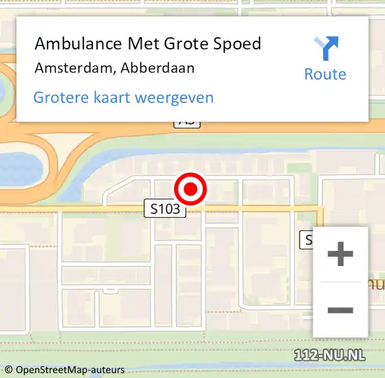 Locatie op kaart van de 112 melding: Ambulance Met Grote Spoed Naar Amsterdam, Abberdaan op 21 juni 2024 10:55