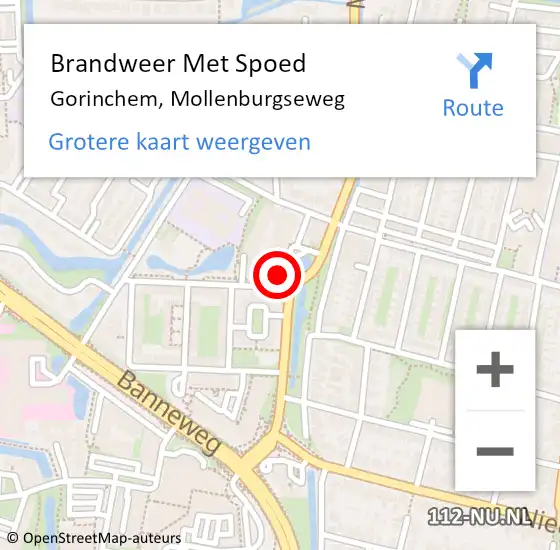 Locatie op kaart van de 112 melding: Brandweer Met Spoed Naar Gorinchem, Mollenburgseweg op 21 juni 2024 10:58