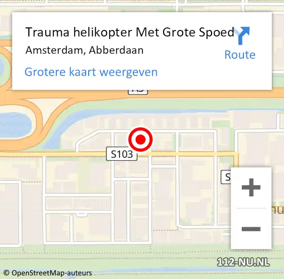 Locatie op kaart van de 112 melding: Trauma helikopter Met Grote Spoed Naar Amsterdam, Abberdaan op 21 juni 2024 10:59